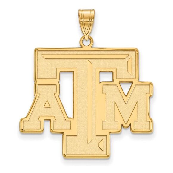 14k Yellow Gold Texas A&M U. XL Fancy 'TAM' Pendant